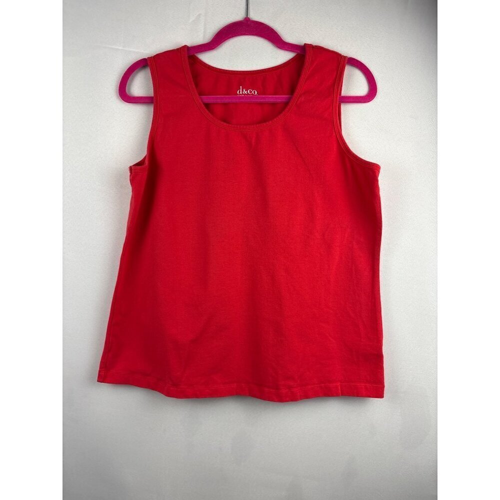 D&Co. Red Sleeveless Tank Top L Cotton/Spandex Blend Made In China